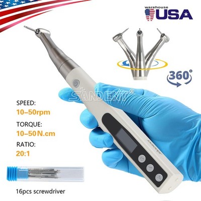 Dental Wireless Implant Electric Torque Wrench Handpiece Tool Driver 360° Rotate
