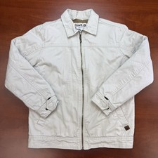 Vintage Y2K Surf Jacket YOUTH Quiksilver Size 16-18 Sherpa Lined Full Zip Beige