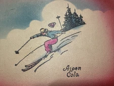 Retro Leather Photo Album Downhill Skier Aspen Colorado