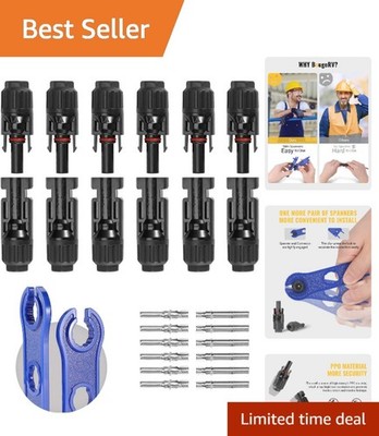 Weatherproof Solar Panel Connectors 6 Pairs Male Female 10AWG