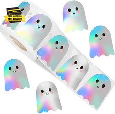 500Pcs Halloween Ghost Stickers Roll - Laser Cute Boo Ghost Self-Adhesive Sticke