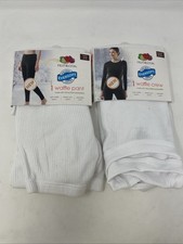 Fruit Of The Loom Women's White Thermal Waffle Crew And Pant Set Small 4-6 NWT