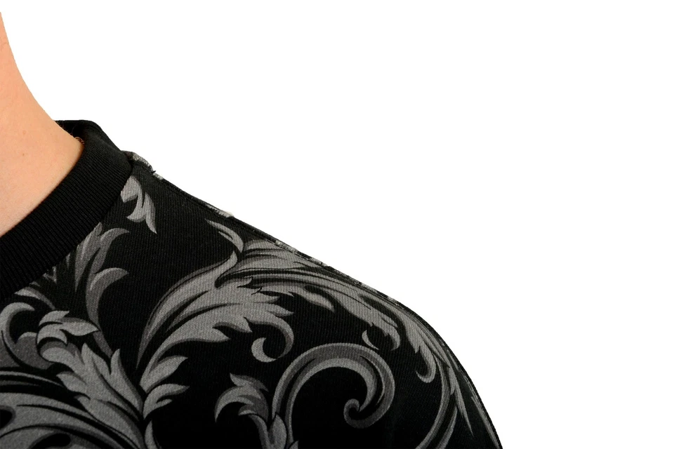 Sudadera Versace Para Hombre Negra y Gris Estampado Barroco Sin Cepillar EE. UU. 3XL IT 58 Foto 4 de 4