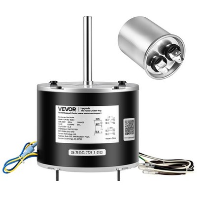 VEVOR Condenser Fan Motor with Capacitor 1/4HP 825RPM 208-230V CW/CCW Rotation
