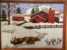 Farm in Snow WInter Splendor Vintage Longstitch Needlepoint Kit Unworked 12x16