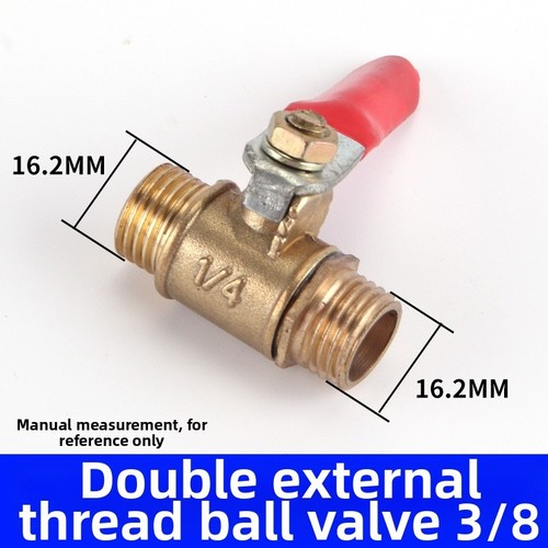 Copper Ball Valve for Pneumatic Systems Double Male Threads 1/8 to 1/2