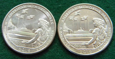 2019 P&D N. MARIANA ISLANDS AMERICAN MEMORIAL PARK ATB QUARTER UNC [2 COIN SET]
