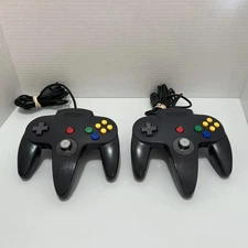 OEM Nintendo 64 N64 Black Controller Lot Of 2 NUS-005 Cosmetically Flawed