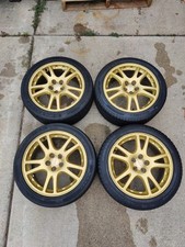 JDM Subaru WRX STI GDB Gold Enkei 5x100 Wheels Brembo Clearance 17x7.5 +53 V7 V8