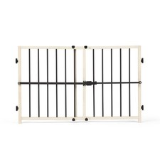 Metal and Wood Adjustable Gate - Beige