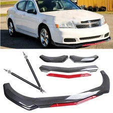 For Dodge Avenger Front Bumper Lip Spoiler Splitter Carbon Fiber Look Body