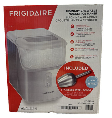 Frigidaire Crunchy,Chewable Countertop Nugget Ice Maker,33 lbs,SS Scoop,EFIC2550