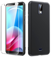 BLU View 3 B140DL Silicon Phone Case  2X Glass Screen Protector shockproof