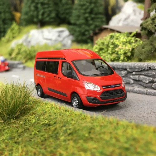 Ford Transit Custom Bus Rouge-HO 1/87-BUSCH 52500 | Condition: Neuf