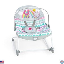 Bright Starts Rosy Rainbow Infant to Toddler Rocker with Vibrations, Baby Seat