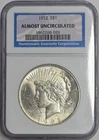 1922 P 90% Silver Peace Dollar Old NGC Holder AU