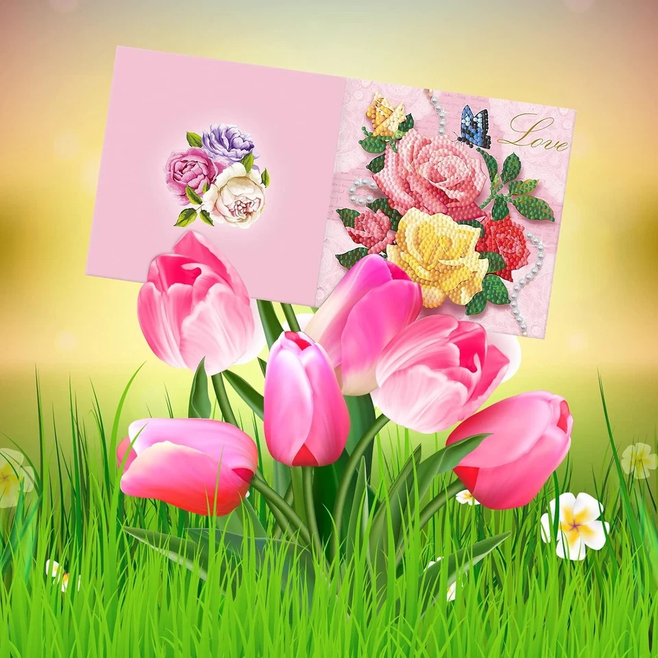 5D Diamond Art Greeting Card Kit DIY Rhinestone Birthday Christmas Cards - Image 3 of 4