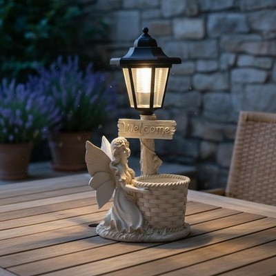Solar Engel Statue Wetterfest Engel Lampe Ornament für Balkon, Terrasse