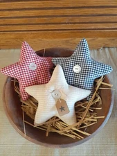 3 Handmade Primitive Patriotic July 4 Americana 4-1/2" Stars Ornies Bowl Fillers