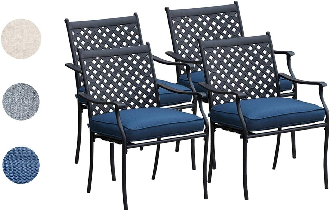 4 Piece Metal Outdoor Wrought Iron Patio Furniture,Dinning Chairs Set with Arms