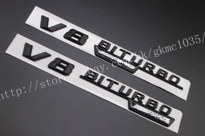 1 pair BITURBO 4MATIC Letters Trunk Badge Emblem Sticker for Mercedes-Benz AMG