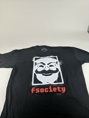 Fsociety T-Shirt Mr Robot TV Show Mask Computer Gamer Funny Gift Jet Black