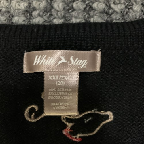 White Stag Ugly Christmas Sweater Vest XXL 2XL Women Reindeer Black Button Front - Picture 3 of 5