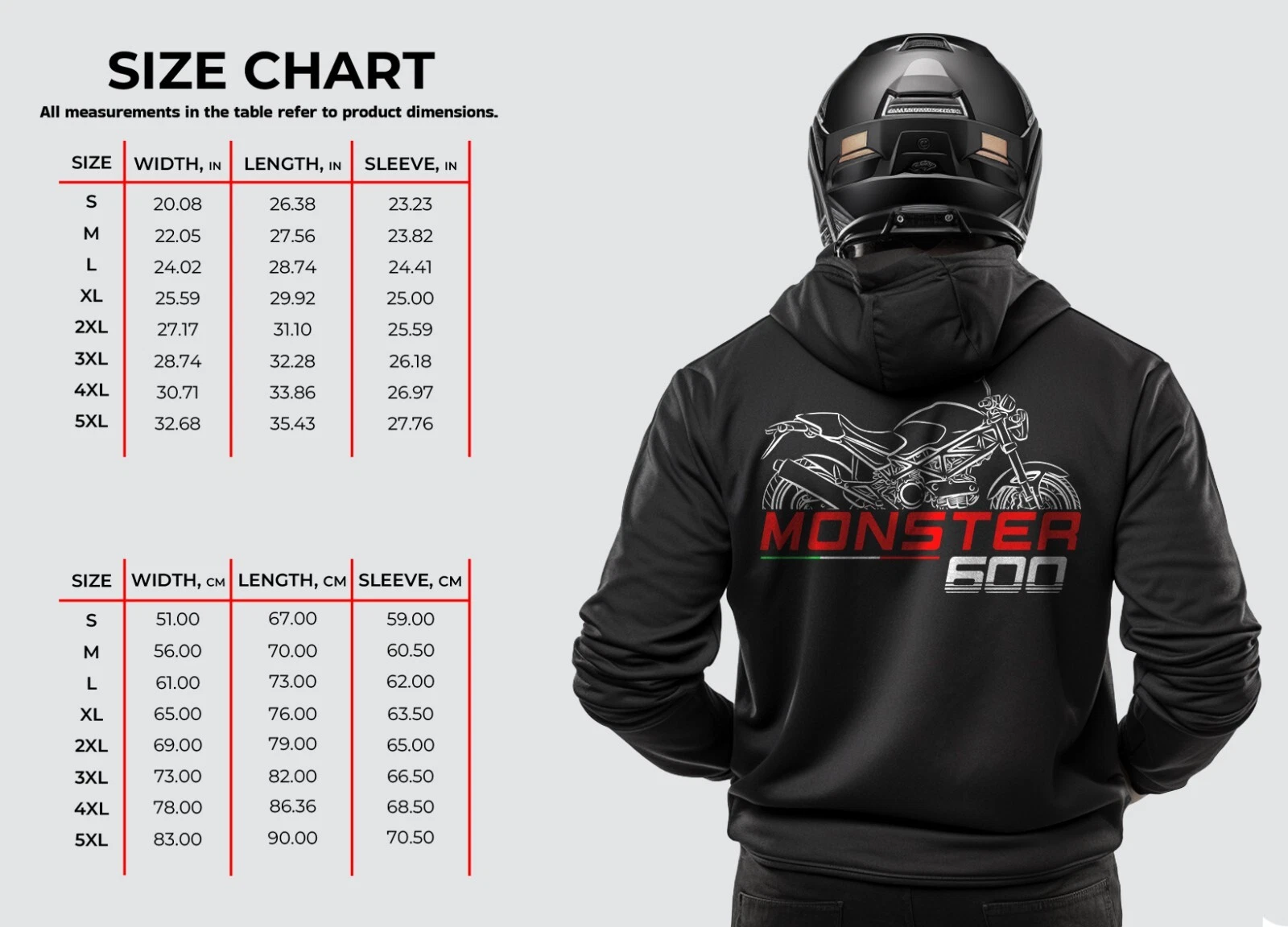 Ducati Monster 600 1995-2001 - Motorcycle Hoodie Pullover for Riders
