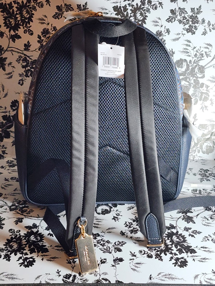 Coach Court Monogram Print Navy Blue Backpack CF344 | eBay display picture 2