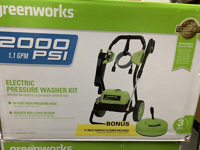 Greenworks 2000 PSI 1.1-Gallons Cold Water Electric Pressure Washer Combo Kit