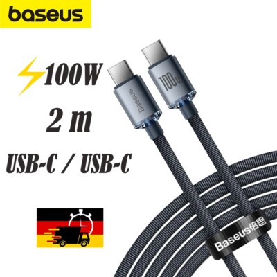 Kabel Baseus Crystal Shine 100W 5A USB-C für USB-C 2m Schnellkabel Datenkabel
