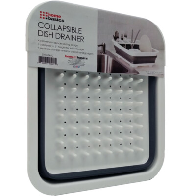 Home Basics l Collapsible Dish Drainer l White/Grey