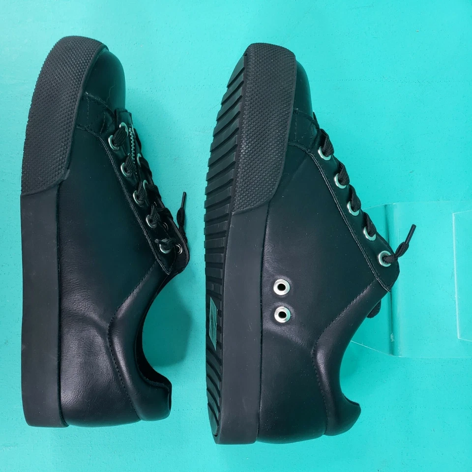 Lucky Brand 女士 Goth Skater 风格花边拉链鞋 8.6 码黑色皮革 — 第 4/4 张图片