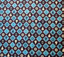 Springs Creative Cotton Fabric CP30326 "Nautical Lattice" 2 Yard Piece X WOF