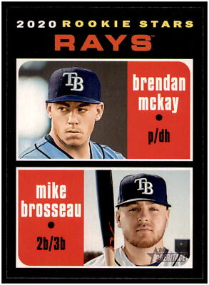 2020 Topps Heritage #161 Rays 2020 Rookie Stars (Brendan McKay / Mike Brosseau)