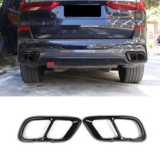 Fits BMW X5 X6 X7 2020-up Rear Exhaust Covers Frame Gloss Black Stainless Steel