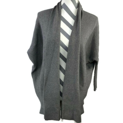 Zara Knit Womens Small Gray Ribbed Dolman Sleeve Open Front