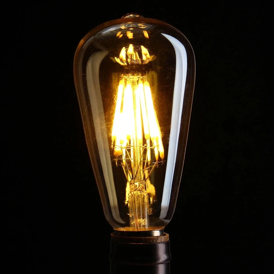 Filament LED Light Bulbs Decorative Vintage Edison 8W Decorative Pear ST64 A+ - Image 3 of 4