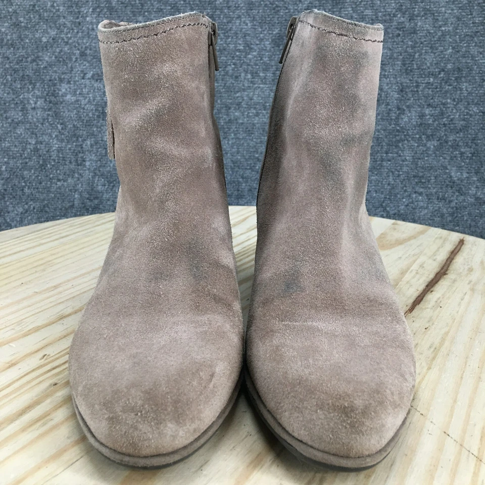 Isaac Mizrahi Boots Womens 9 Ankle Booties Brown Suede Pointed Toe Side Zip - Image 4 of 4