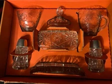 Star of David Chanuka Anchor Hocking Early America Prescut 7 pc Crystal