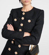 Self-portrait Black Cropped Bouclé Jacket