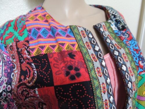 Vintage Woman’s Blazer Jacket Size 3 XL Brocade Patch FABRIC Handmade Lined Open - Picture 3 of 10