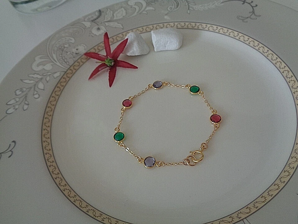 Gold Armband Edelstein Armband 14K Gold Filled mehrfarbig - Bild 4 von 4
