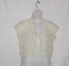 Status By Star Jones Cap Sleeve Open Front Lace Shrug Size S Light Yellow