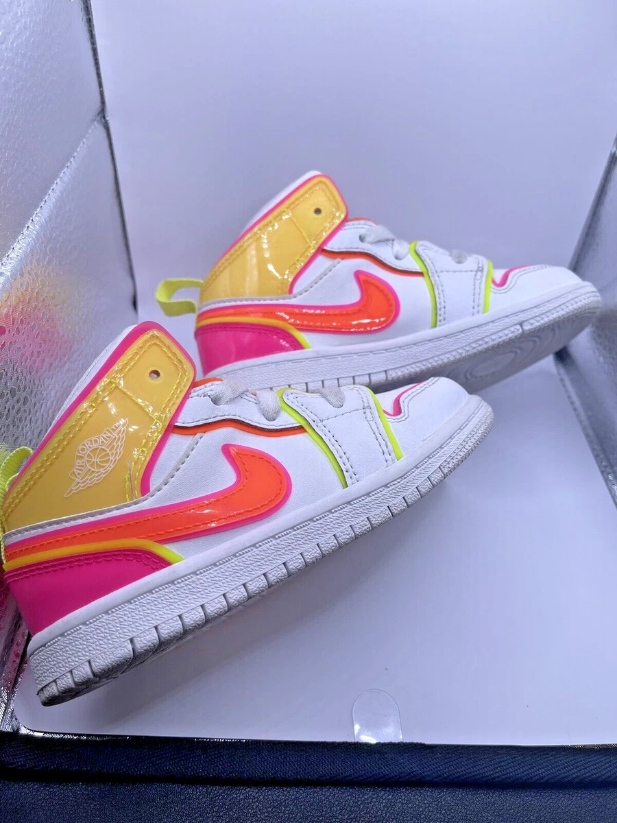 Nike Air Jordan 1 Retro Mid GS Edge Glow Neon Size 9C Kids Sneaker