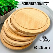 Schneidebrett 5 x Buche Fleischteller Schinkenteller rund Brotzeitbrett Ø 25 cm