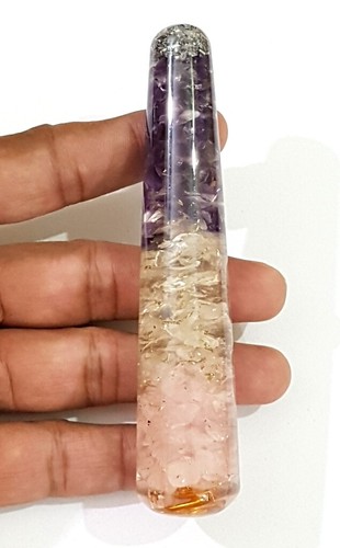 Belle baguette de massage lisse cristal d'améthyste rose quartz pierre naturelle - Photo 2 sur 7