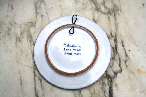 Vintage Hand Painted Handmade Terra Cotta Plate Multi-Colored - Picture 6 of 12