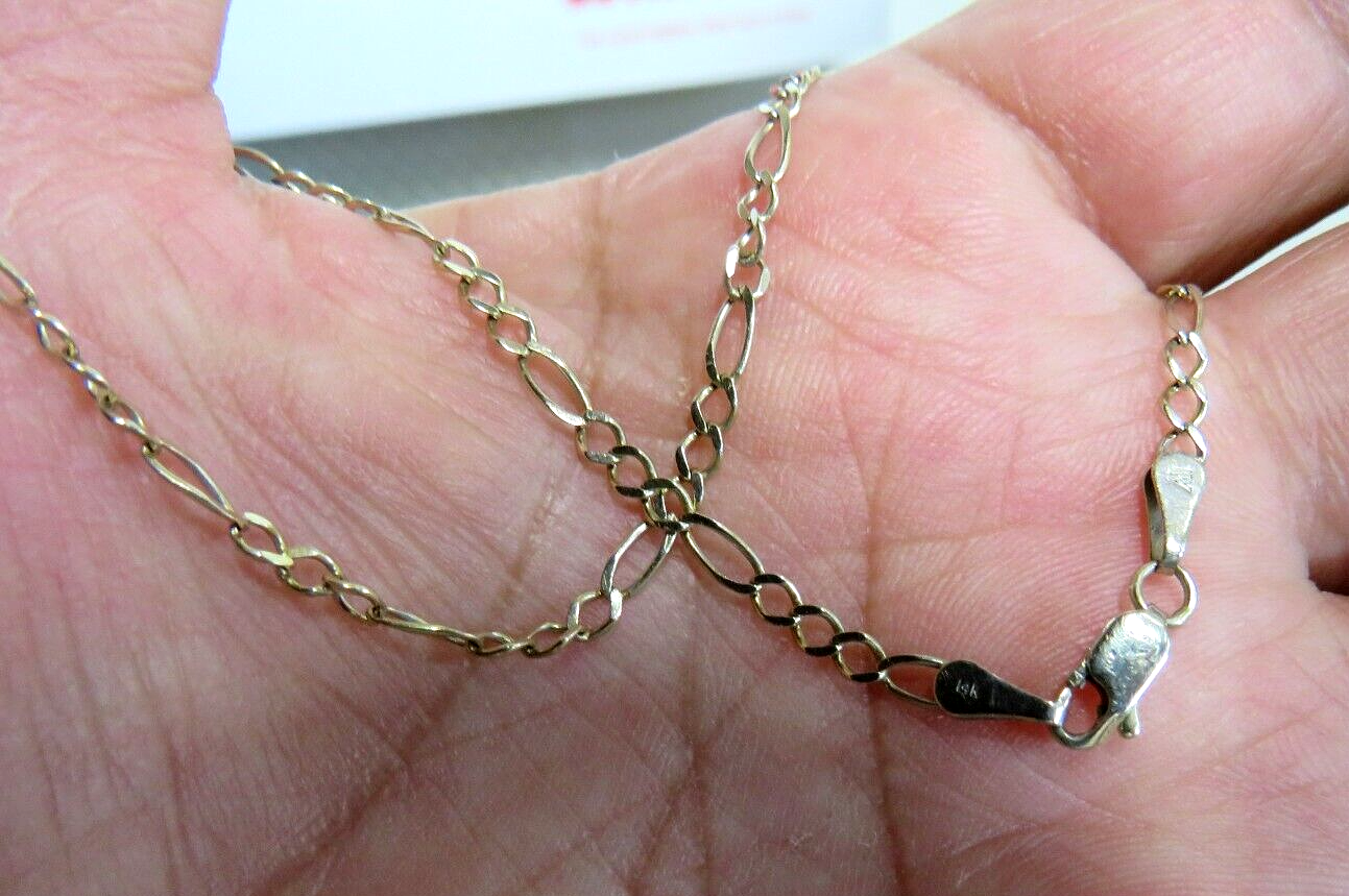 Anklet 14K Yellow GOLD Cuban Link Figaro Design Ankle Bracelet size 11.25 ladies-image