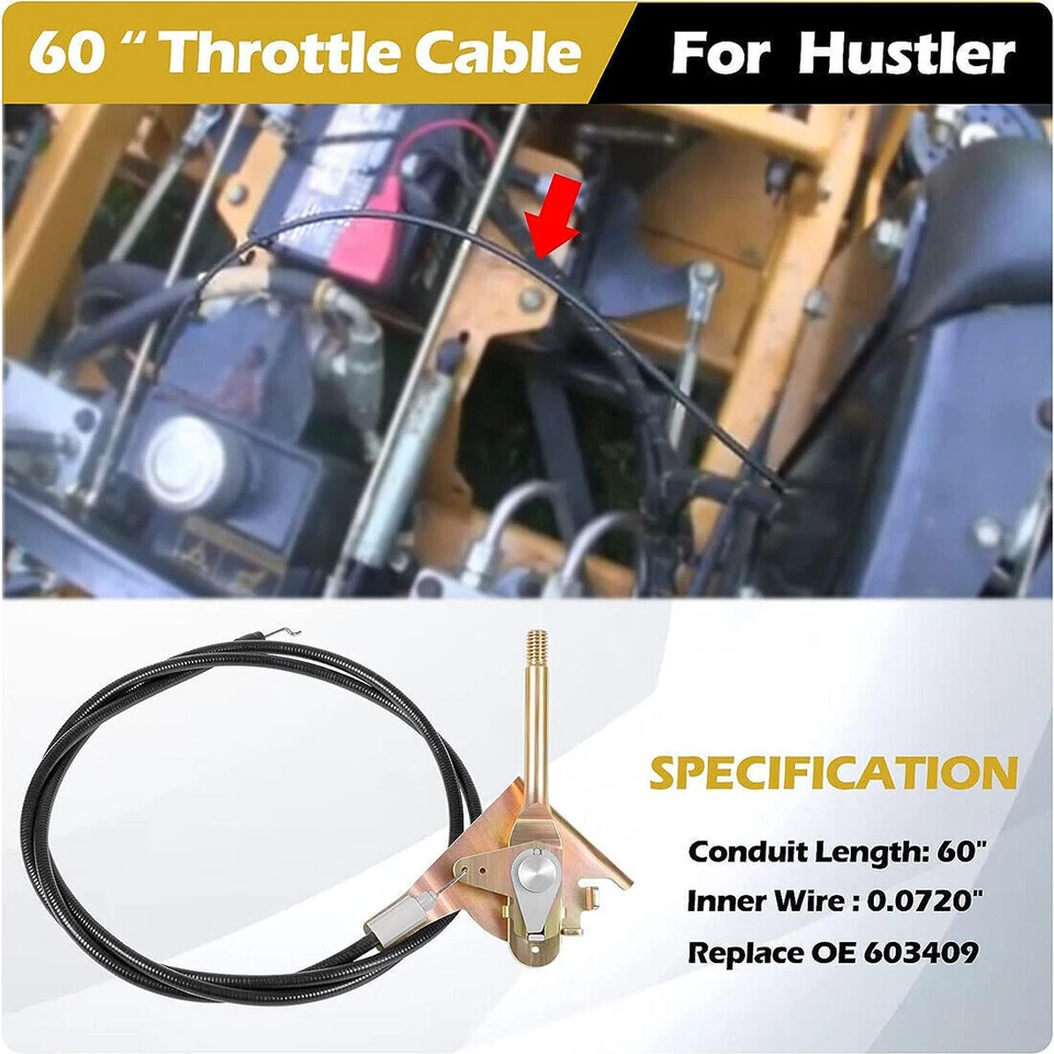 Cable de acelerador para cortacésped Hustler 603409 para Super Z 60" Foto 2 de 4